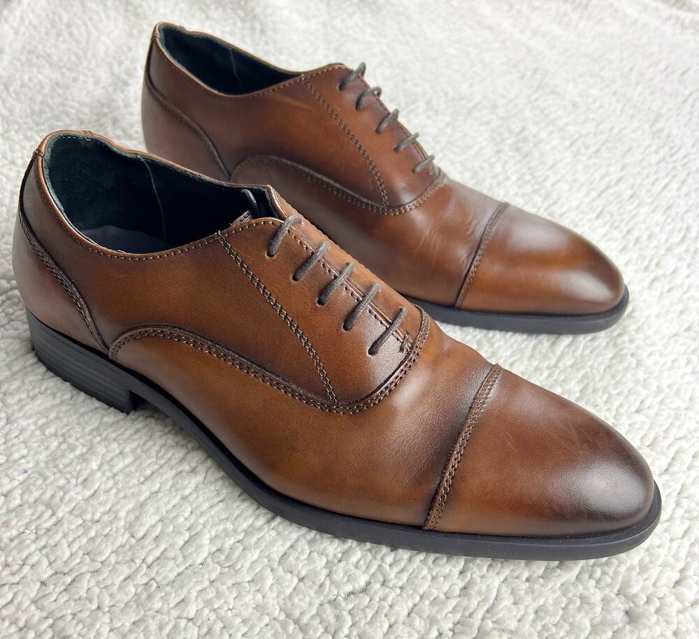 Nordstrom Cap Toe lace-up Oxford Cognac leather ortholite insole - Sz 8.5 - H19